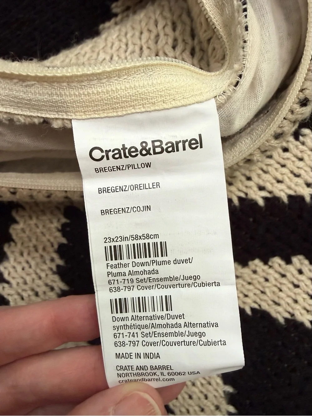 Crate & Barrel Black, Cream and Red Chevron Knit Pillow Covers - set of 2